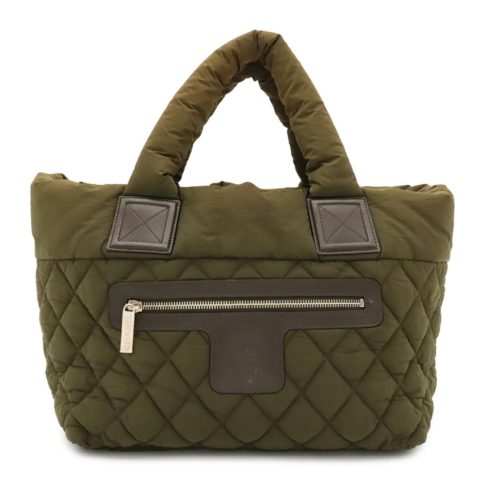 CHANEL Coco Cocoon Small Tote Bag, Handbag, Quilted Nylon Leather, Green, A48610